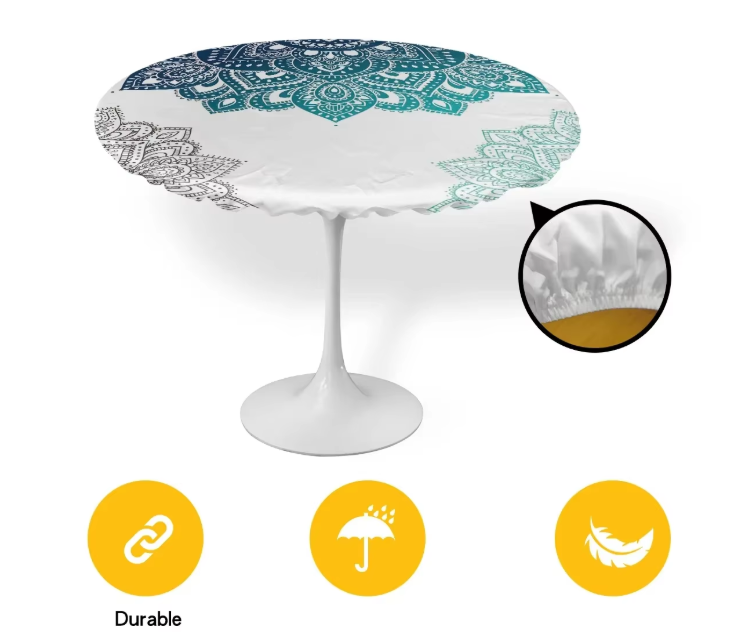 Toile cirée pour table ronde élastiquée