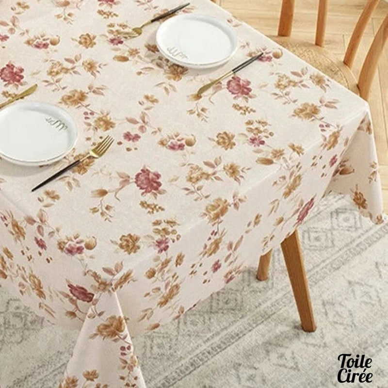 Nappe en toile cirée fleurs roses