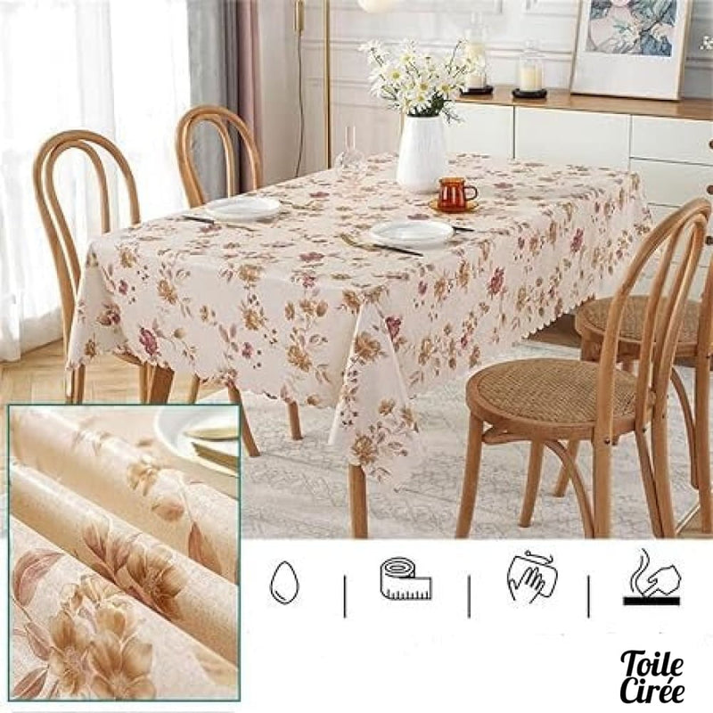 Nappe en toile cirée fleurs roses