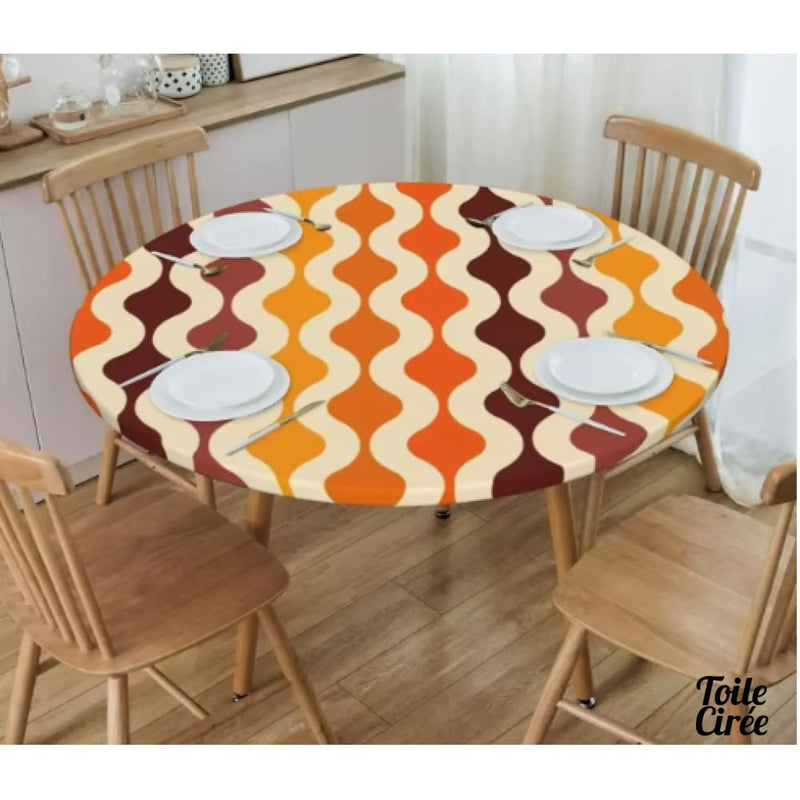 Nappe ronde toile cirée orange