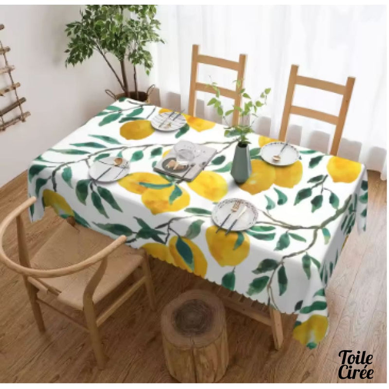 Nappe toile ciree citron