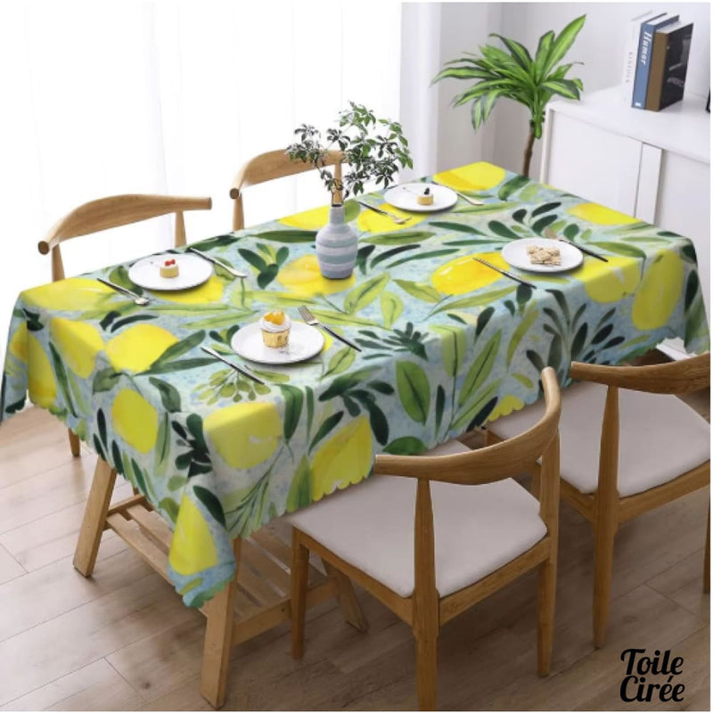 Nappe toile ciree citron