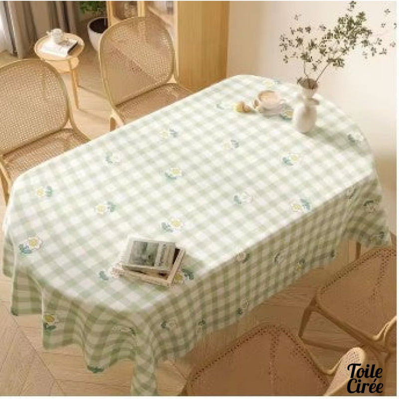 Nappe toile cirée ovale vert