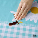 Toile cirée blanc bleu jaune