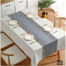 Toile cirée blanche et grise