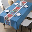 Toile cirée bleu rosaces