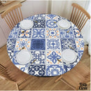 Toile ciree elastique bleue