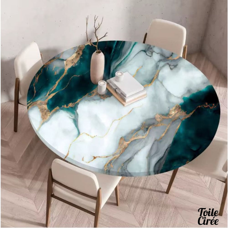 Toile cirée élastiquée marbrée