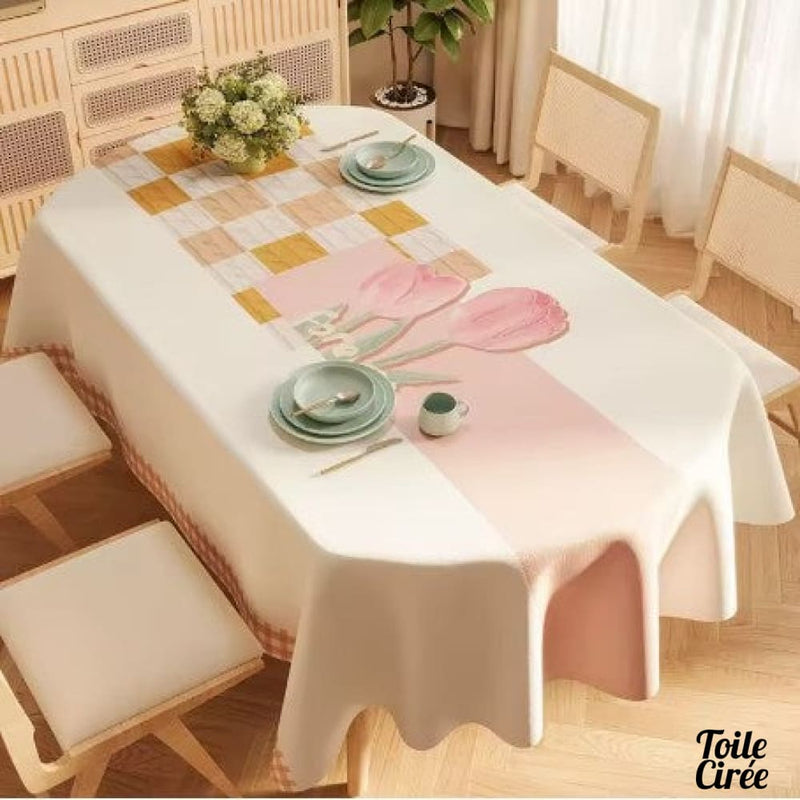 Toile cirée fleurs roses