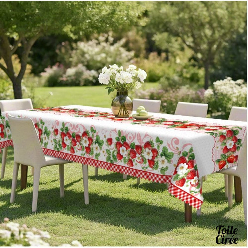 Toile cirée fraise