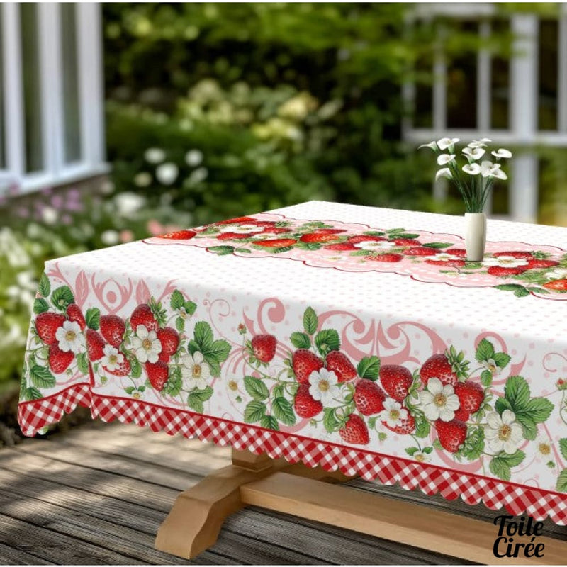 Toile cirée fraise