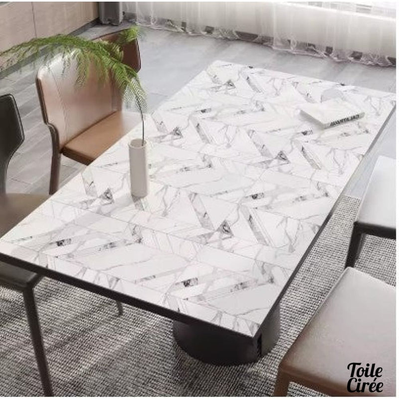 Toile cirée grise et blanche
