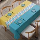 Toile ciree jaune et bleue