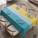 Toile ciree jaune et bleue