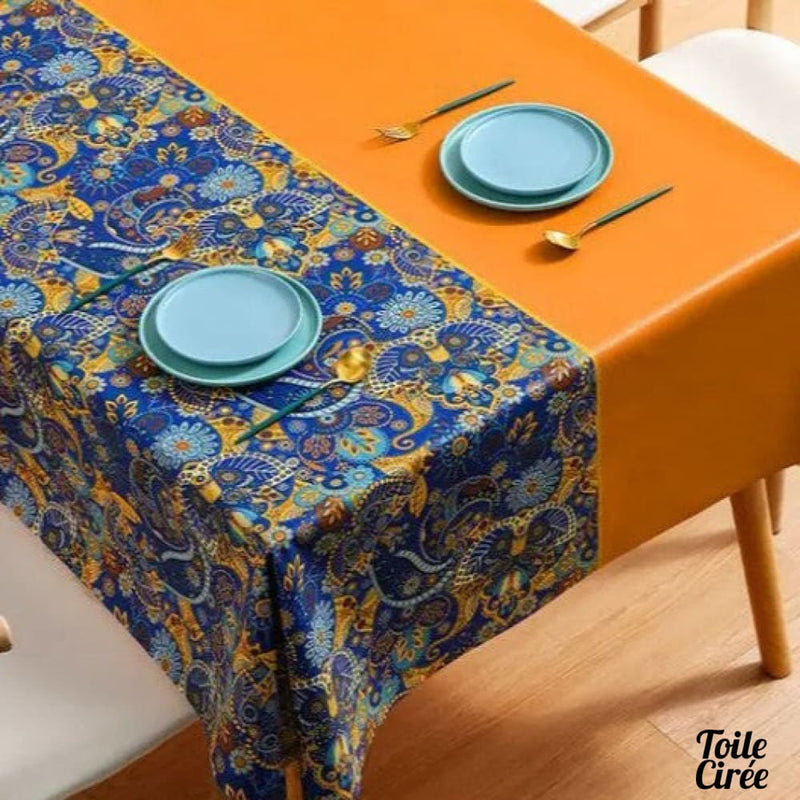 Toile cirée orange motifs originaux