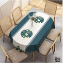 Toile cirée ovale 140x180 turquoise