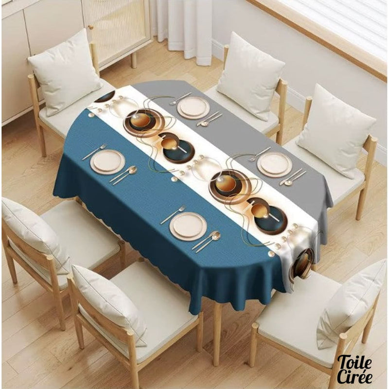 Toile cirée ovale 140x200 motif contemporain