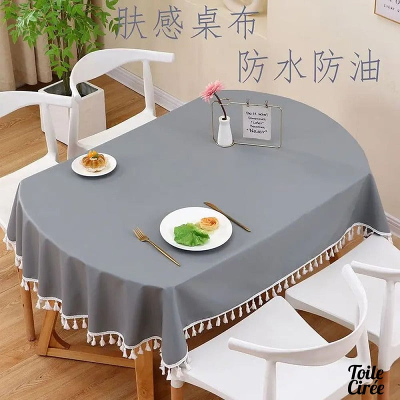 Toile cirée ovale grise