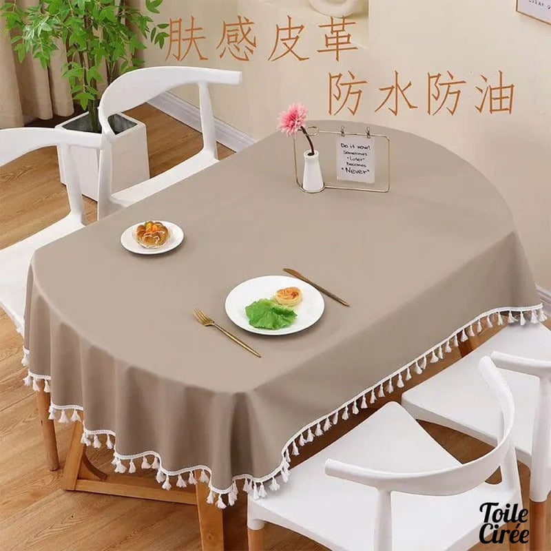 Toile cirée ovale grise