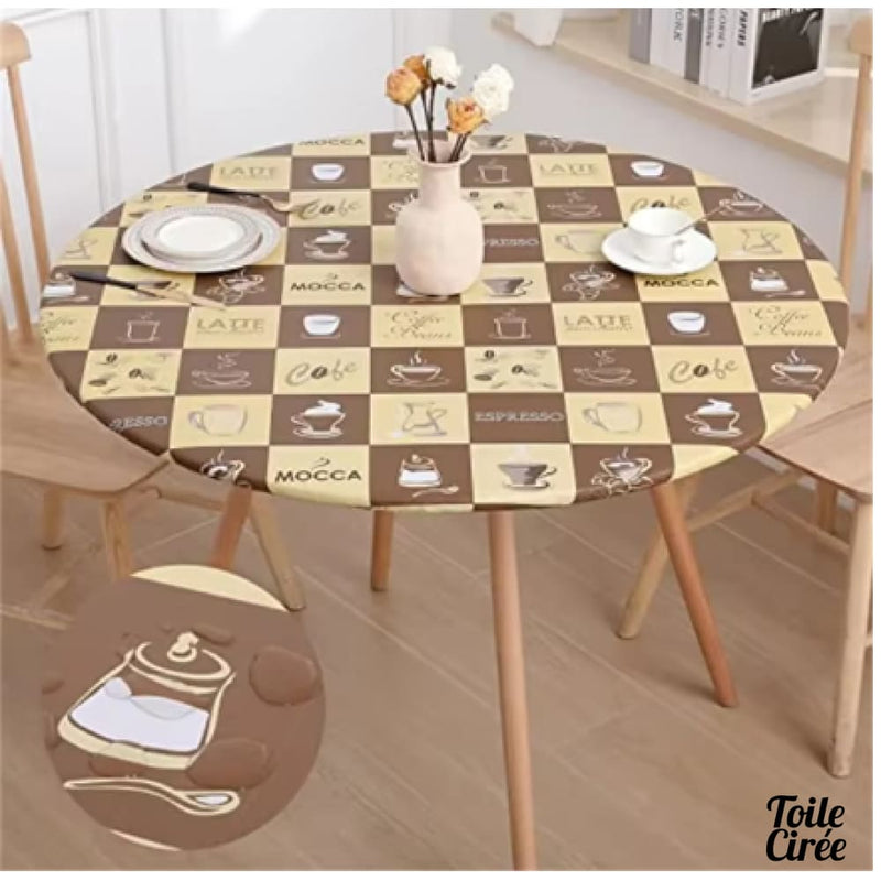 Toile cirée pour table ronde élastiquée