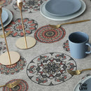 Toile cirée rectangulaire grise et rouge