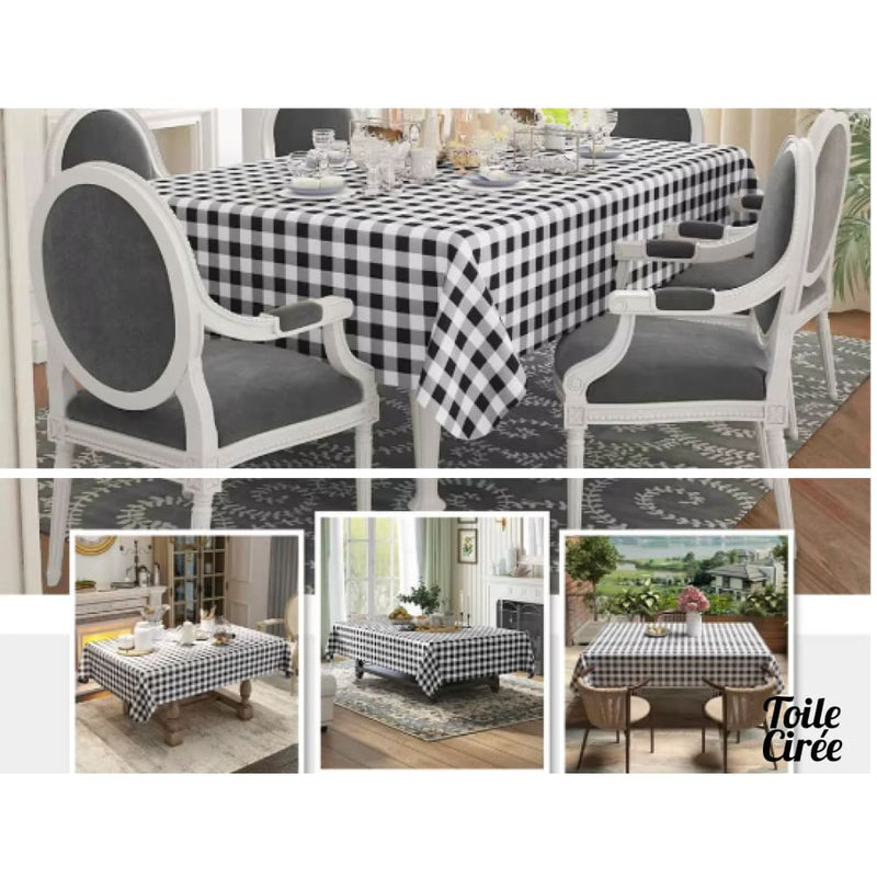 Toile cirée rectangulaire noir et blanc
