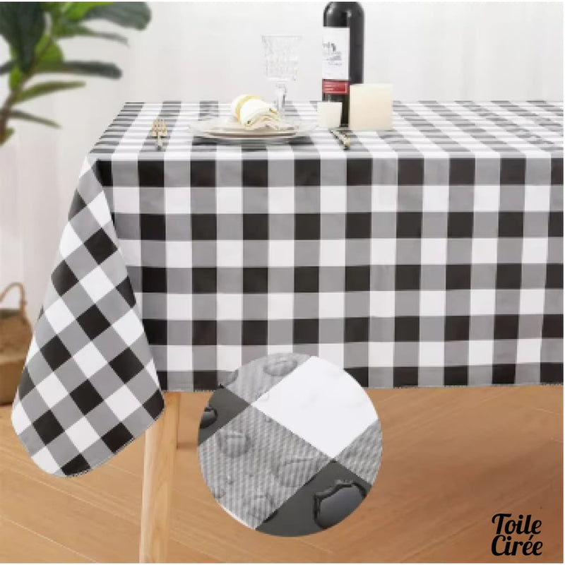 Toile cirée rectangulaire noir et blanc