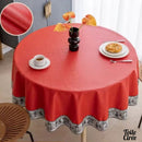 Toile cirée ronde 160 cm rouge