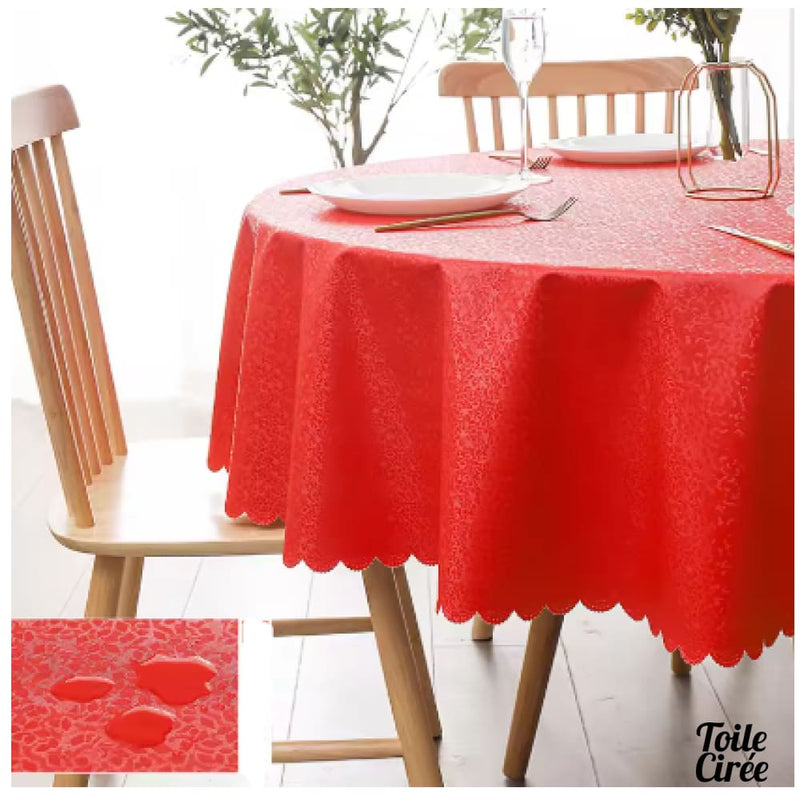 Toile cirée ronde 180 rouge