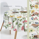 Toile cirée ronde blanche fleur