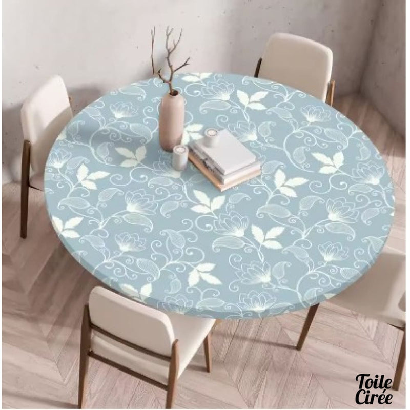 Toile cirée ronde bleu ciel