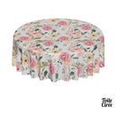 Toile cirée ronde fleurs roses