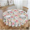 Toile cirée ronde fleurs roses