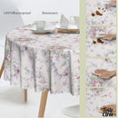 Toile cirée ronde petite fleurs roses