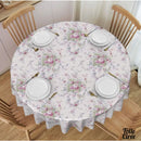 Toile cirée ronde petite fleurs roses