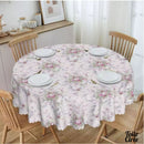 Toile cirée ronde petite fleurs roses