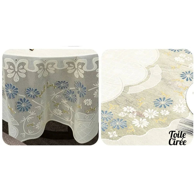 Toile cirée ronde petite fleurs