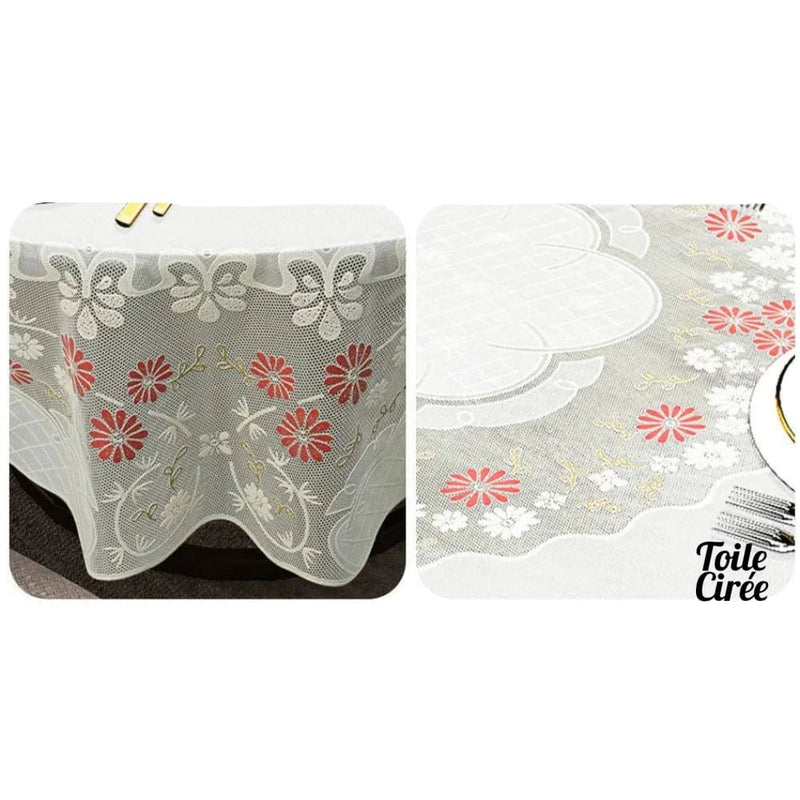 Toile cirée ronde petite fleurs