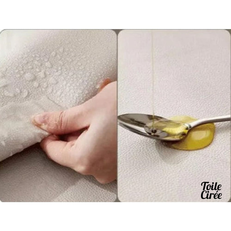 Toile cirée ronde pvc uni écru