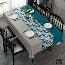 Toile cirée géométrique bleue et grise